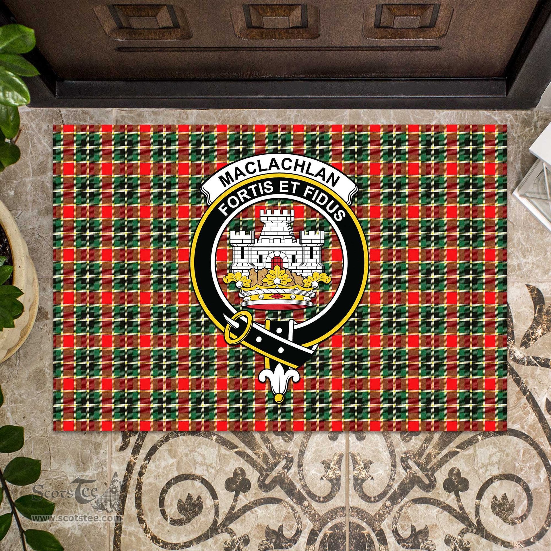 ScotsTee Shop Scottish MacLachlan Hunting Modern Clan Tartan Doormat Rubber Welcome Mat