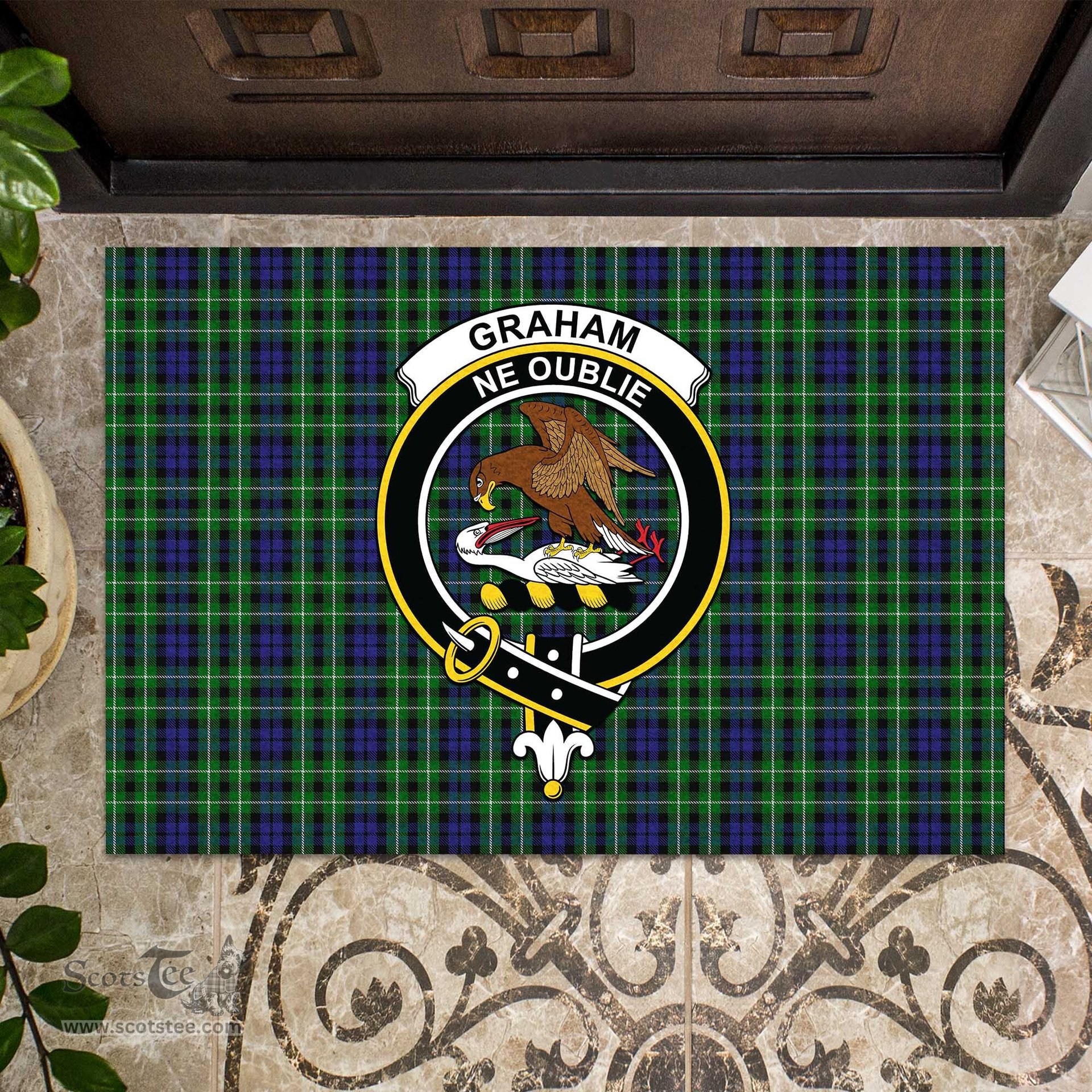 ScotsTee Shop Scottish Graham of Montrose Clan Tartan Doormat Rubber Welcome Mat