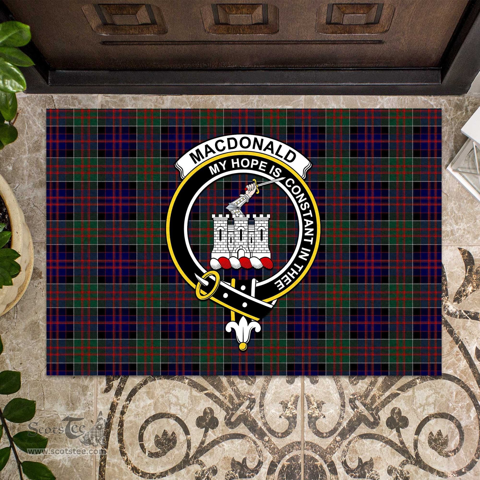 ScotsTee Shop Scottish MacDonald of Clan Ranald Clan Tartan Doormat Rubber Welcome Mat