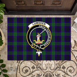 ScotsTee Shop Scottish Lumsden Green Clan Tartan Doormat Rubber Welcome Mat