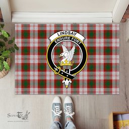 ScotsTee Shop Scottish Lindsay Dress Red Clan Tartan Doormat Rubber Welcome Mat