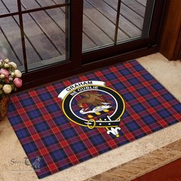 ScotsTee Shop Scottish Graham of Menteith Red Clan Tartan Doormat Rubber Welcome Mat