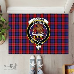 ScotsTee Shop Scottish Graham of Menteith Red Clan Tartan Doormat Rubber Welcome Mat