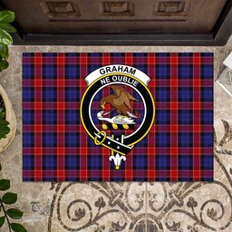ScotsTee Shop Scottish Graham of Menteith Red Clan Tartan Doormat Rubber Welcome Mat