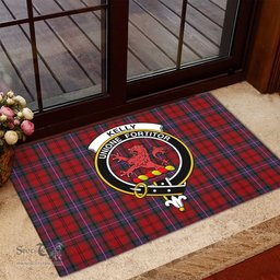 ScotsTee Shop Scottish Kelly of Sleat Red Clan Tartan Doormat Rubber Welcome Mat