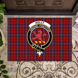 ScotsTee Shop Scottish Kelly of Sleat Red Clan Tartan Doormat Rubber Welcome Mat