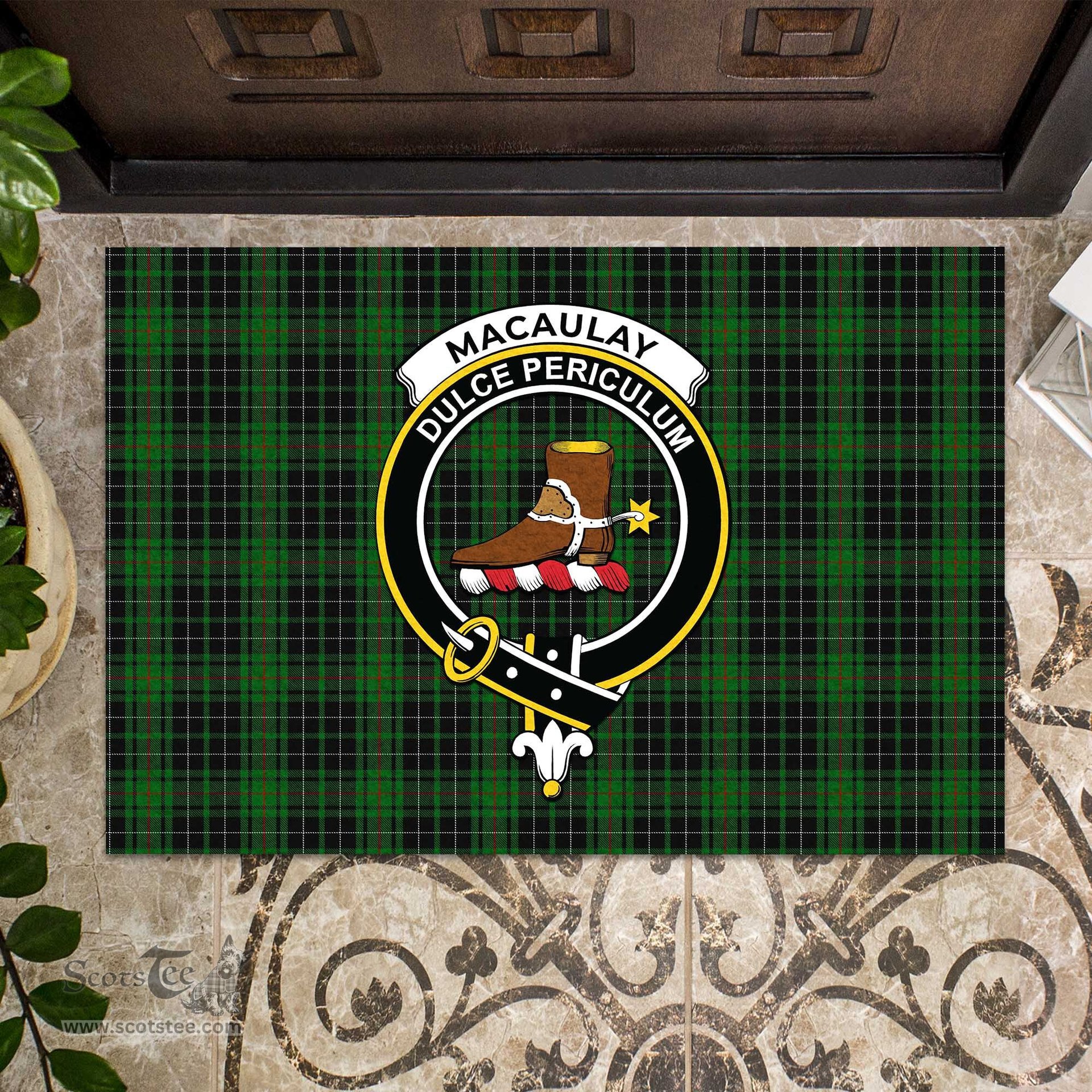 ScotsTee Shop Scottish MacAulay Hunting Clan Tartan Doormat Rubber Welcome Mat