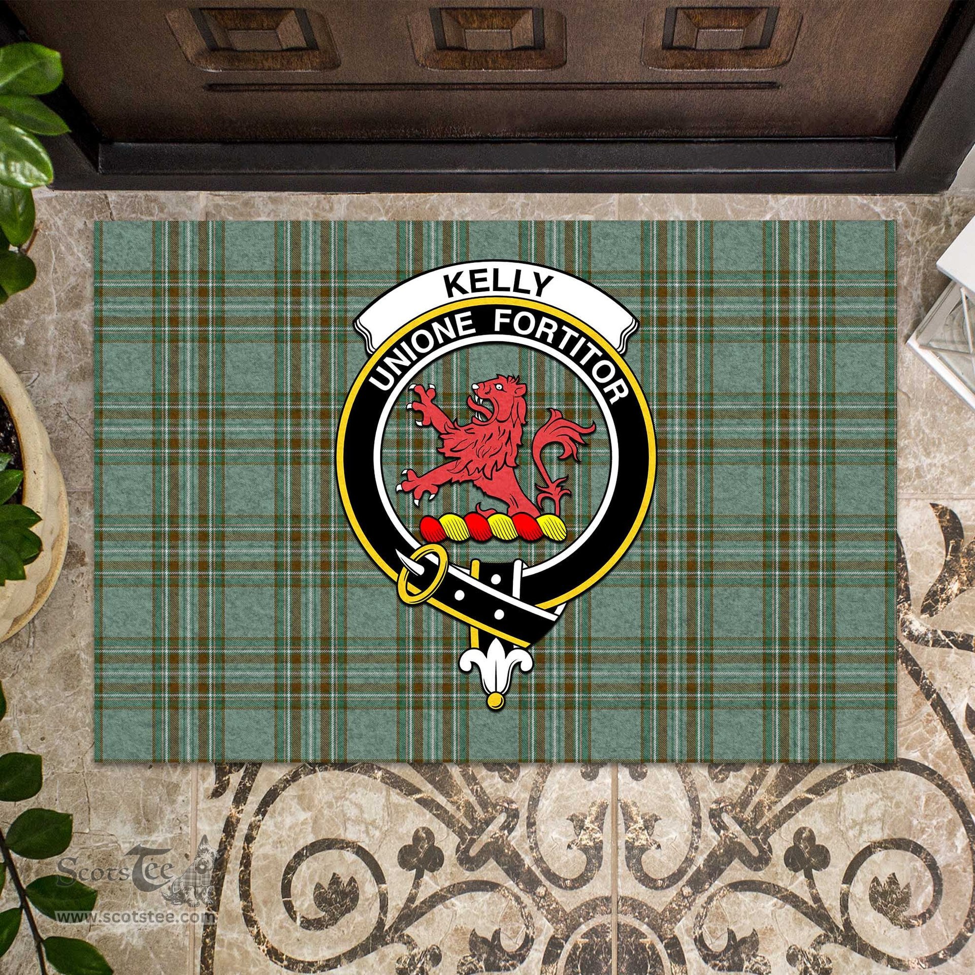 ScotsTee Shop Scottish Kelly Dress Clan Tartan Doormat Rubber Welcome Mat