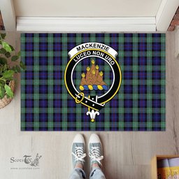 ScotsTee Shop Scottish MacKenzie Hunting Green Clan Tartan Doormat Rubber Welcome Mat