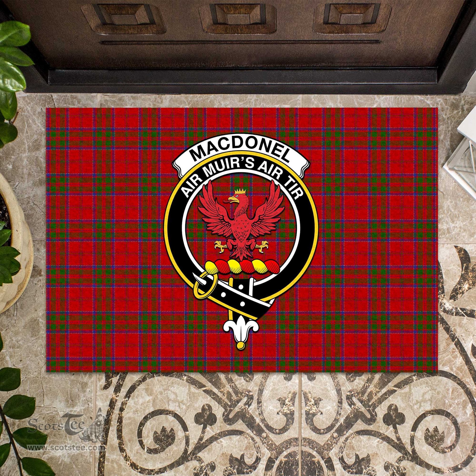 ScotsTee Shop Scottish MacDonell of Keppoch Clan Tartan Doormat Rubber Welcome Mat