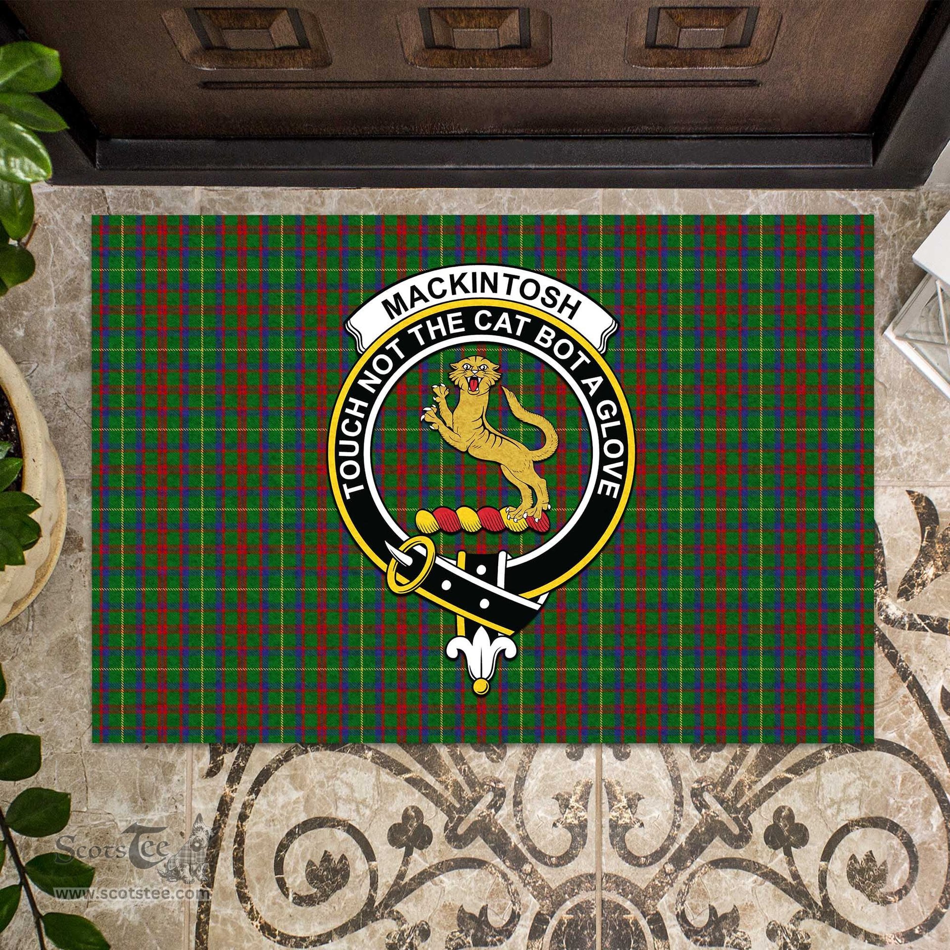 ScotsTee Shop Scottish MacKintosh Hunting Clan Tartan Doormat Rubber Welcome Mat