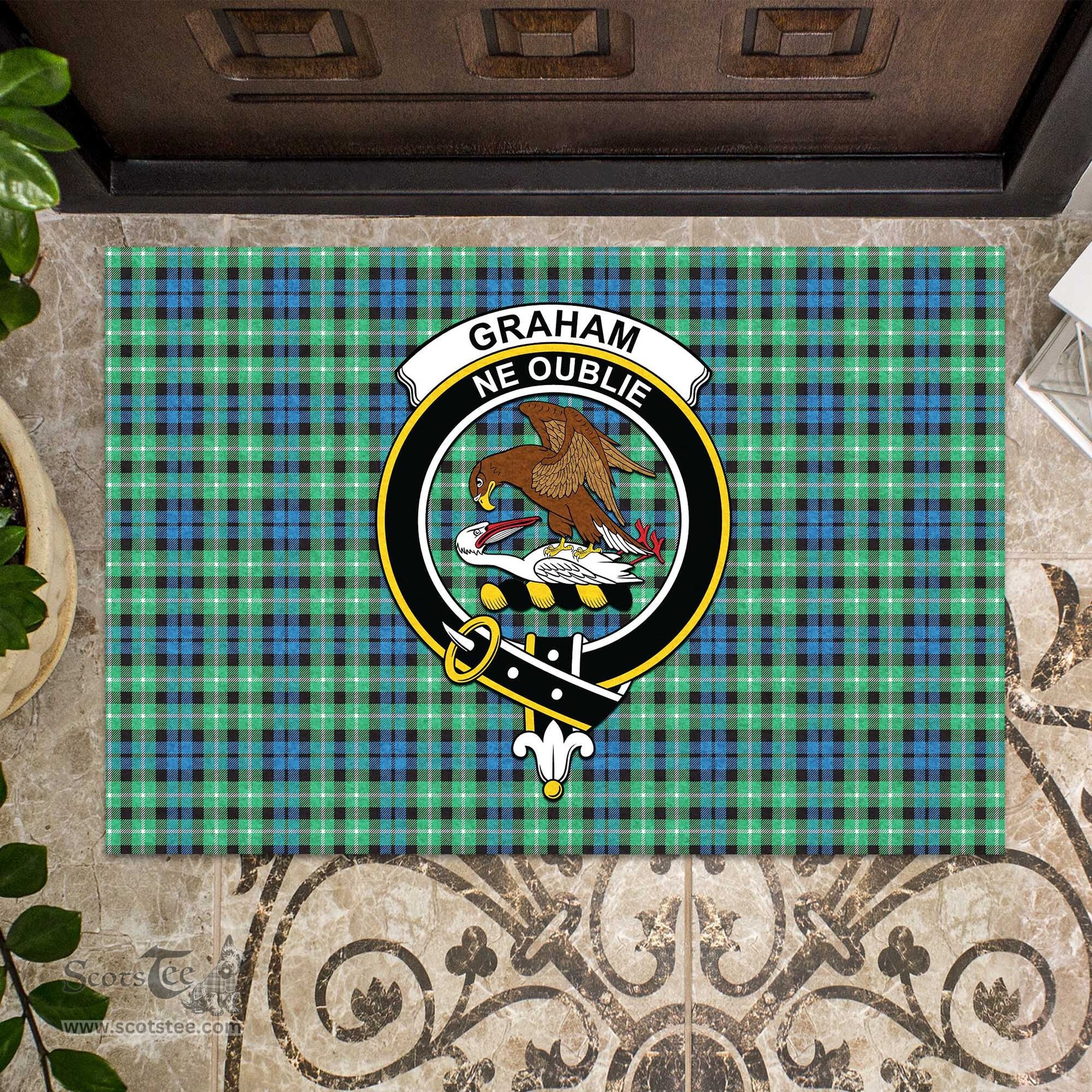 ScotsTee Shop Scottish Graham of Montrose Ancient Clan Tartan Doormat Rubber Welcome Mat