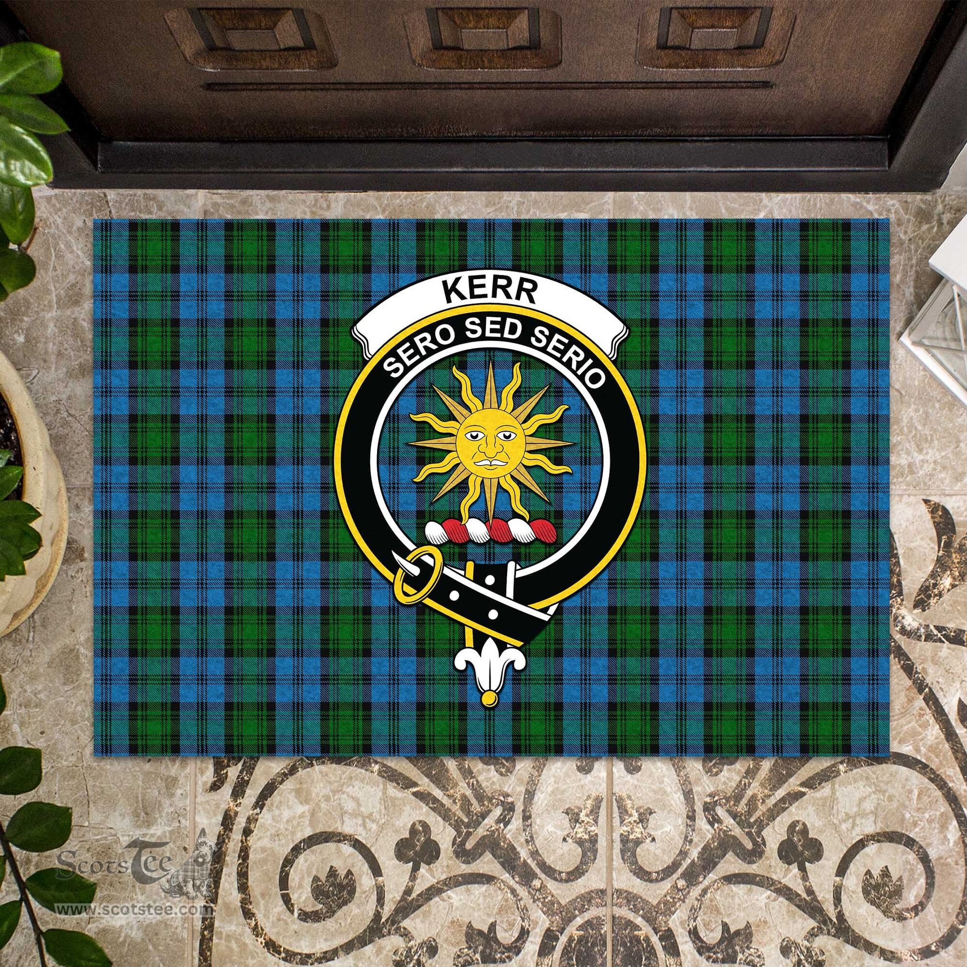 ScotsTee Shop Scottish Kerr Hunting Clan Tartan Doormat Rubber Welcome Mat