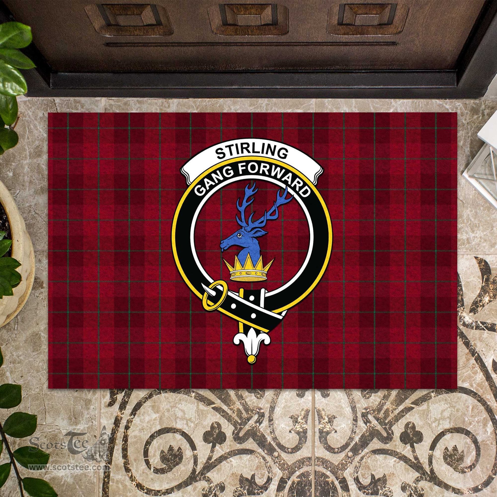 ScotsTee Shop Scottish Stirling of Keir Clan Tartan Doormat Rubber Welcome Mat