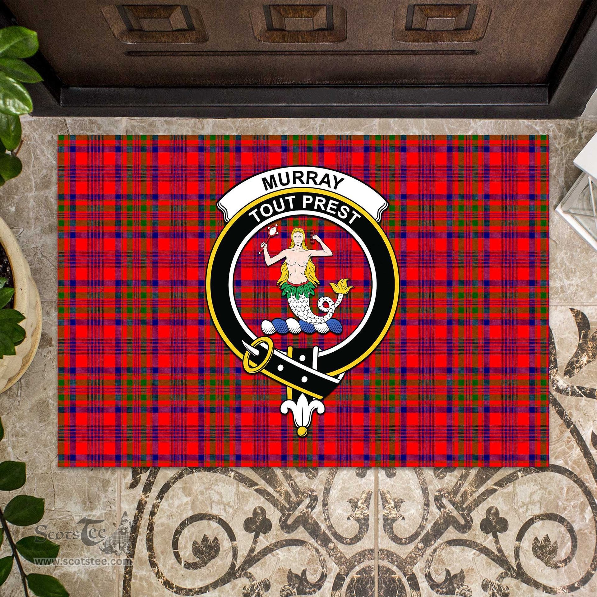 ScotsTee Shop Scottish Murray of Tulloch Modern Clan Tartan Doormat Rubber Welcome Mat