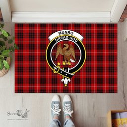 ScotsTee Shop Scottish Munro Black and Red Clan Tartan Doormat Rubber Welcome Mat
