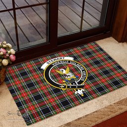 ScotsTee Shop Scottish Stewart Black Clan Tartan Doormat Rubber Welcome Mat