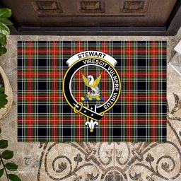 ScotsTee Shop Scottish Stewart Black Clan Tartan Doormat Rubber Welcome Mat