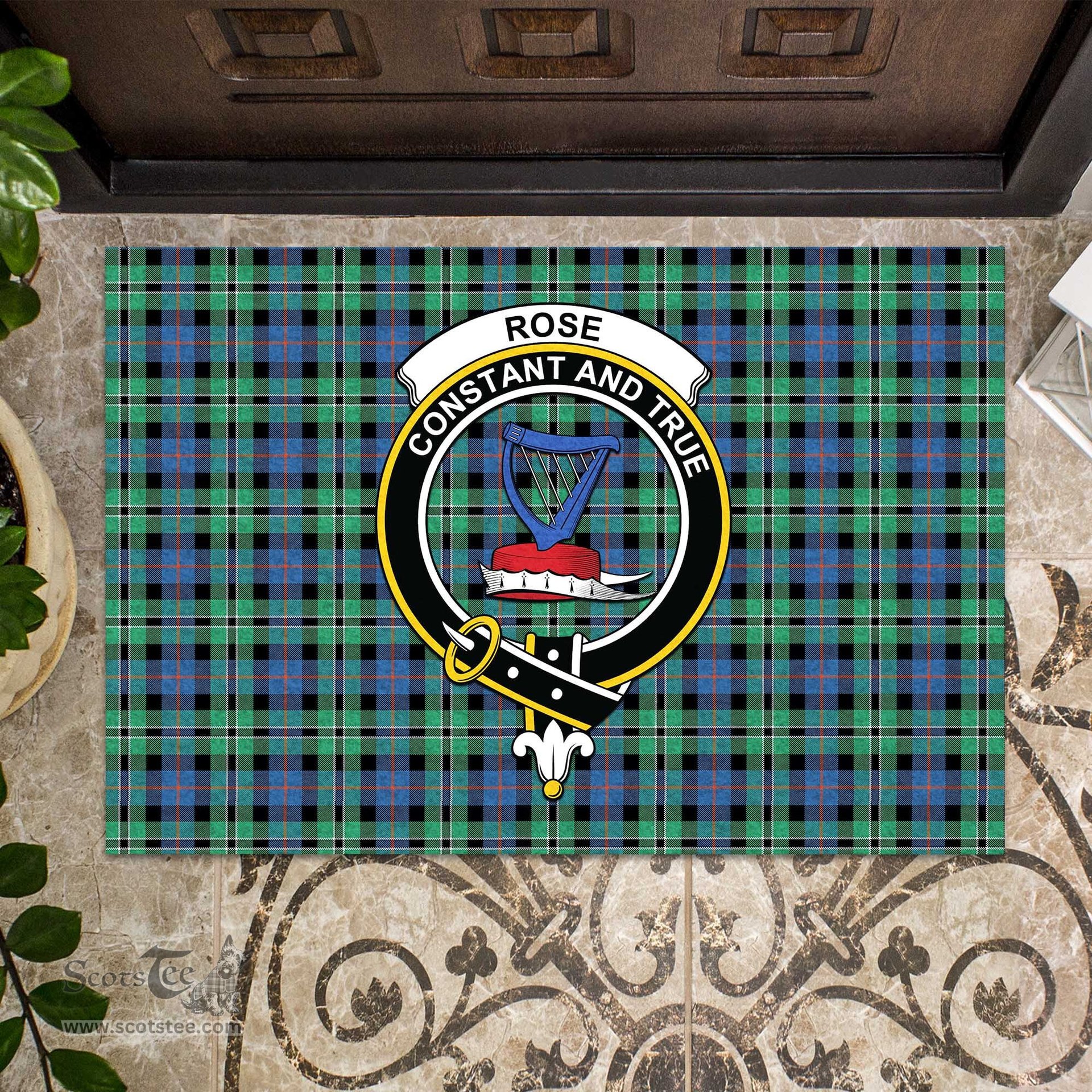 ScotsTee Shop Scottish Rose Hunting Ancient Clan Tartan Doormat Rubber Welcome Mat