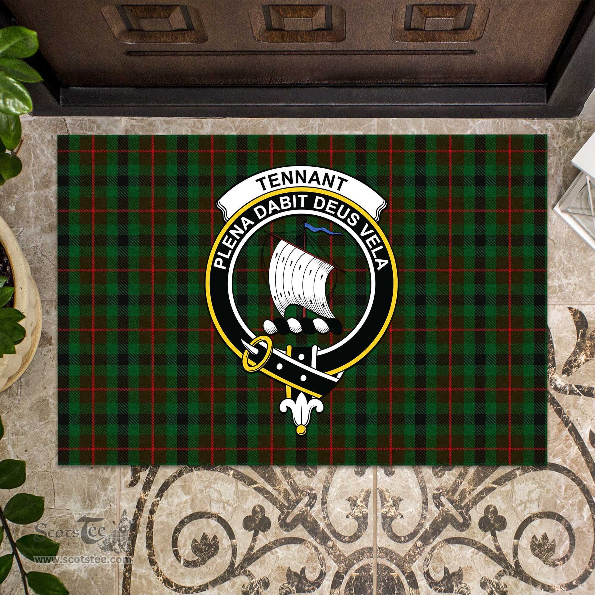 ScotsTee Shop Scottish Tennant Clan Tartan Doormat Rubber Welcome Mat
