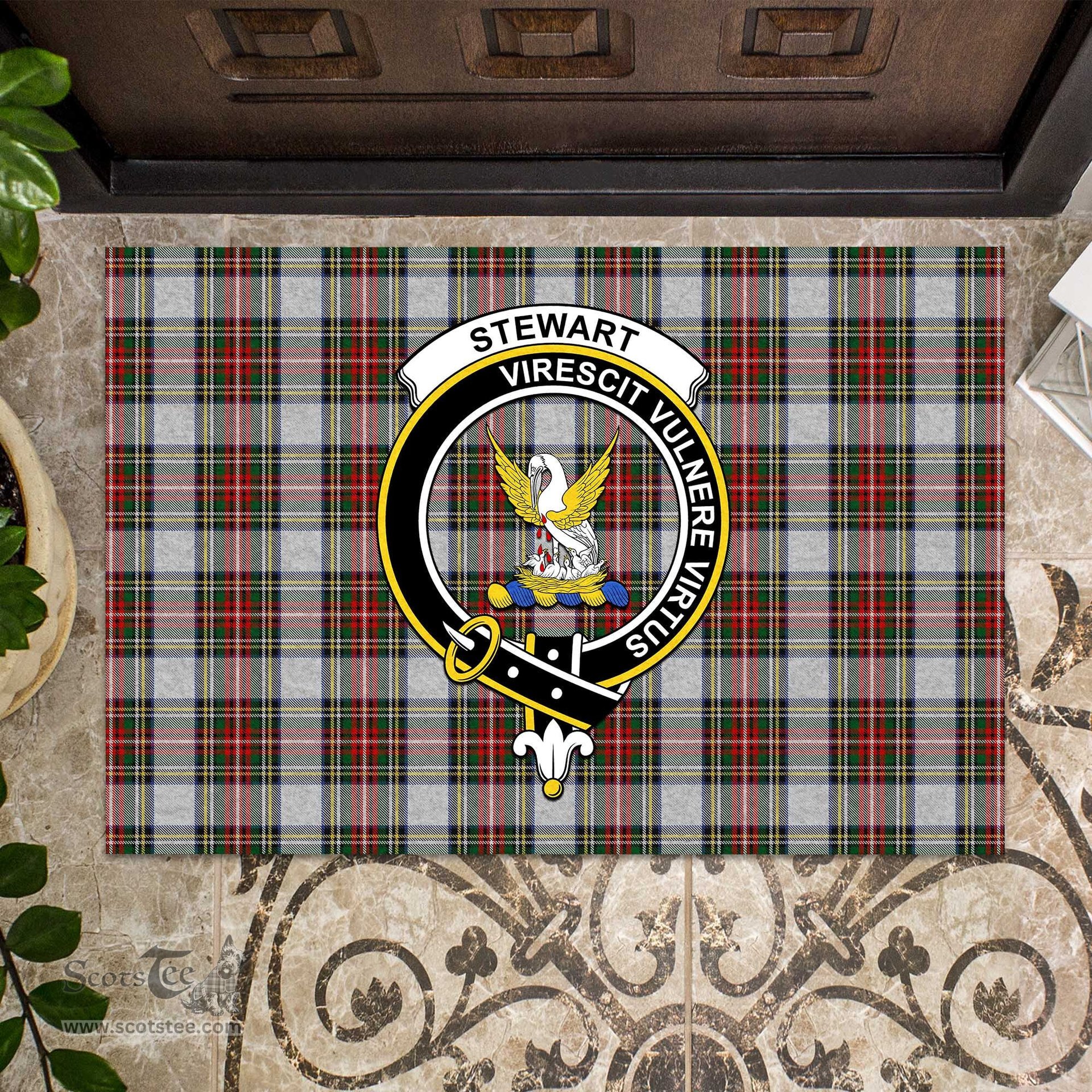 ScotsTee Shop Scottish Stewart Dress Clan Tartan Doormat Rubber Welcome Mat