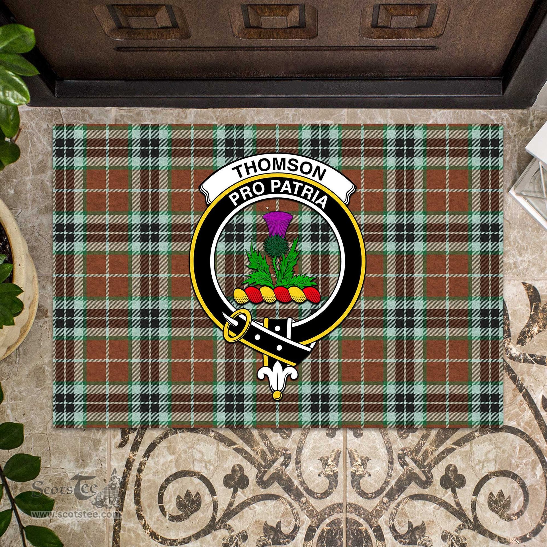 ScotsTee Shop Scottish Thomson Hunting Modern Clan Tartan Doormat Rubber Welcome Mat