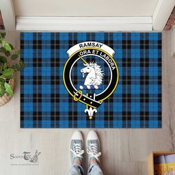 ScotsTee Shop Scottish Ramsay Blue Hunting Clan Tartan Doormat Rubber Welcome Mat