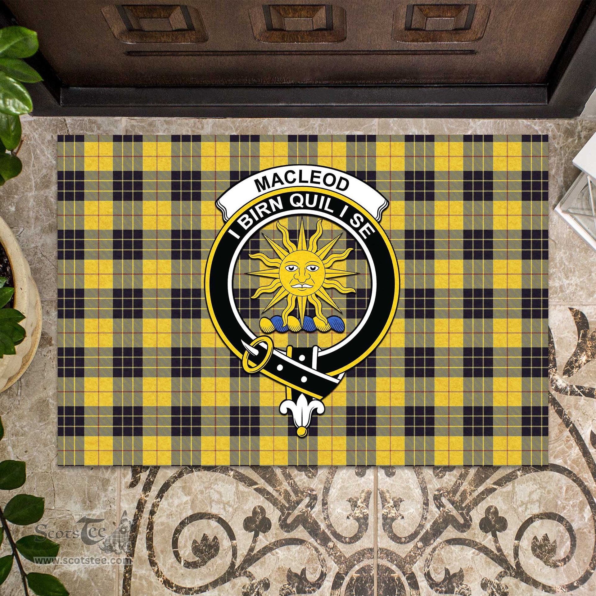 ScotsTee Shop Scottish MacLeod of Lewis Ancient Clan Tartan Doormat Rubber Welcome Mat