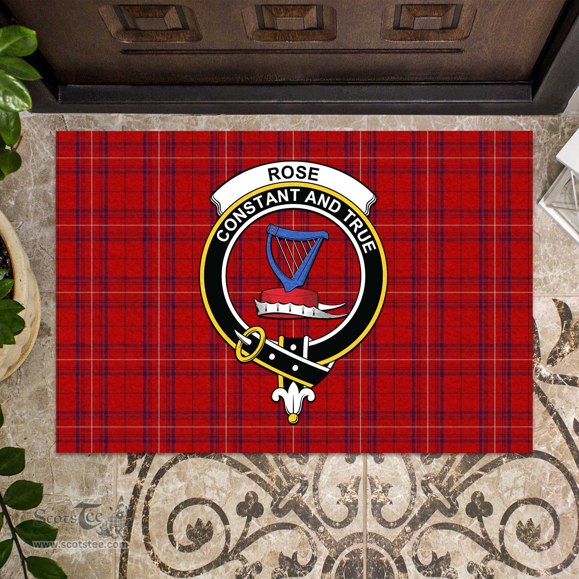 ScotsTee Shop Scottish Rose of Kilravock Clan Tartan Doormat Rubber Welcome Mat