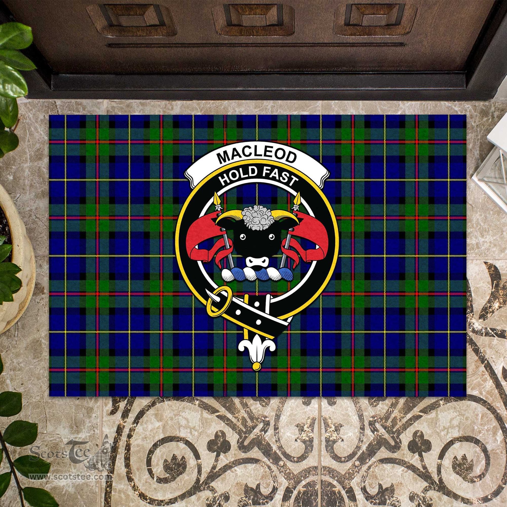 ScotsTee Shop Scottish MacLeod of Harris Modern Clan Tartan Doormat Rubber Welcome Mat