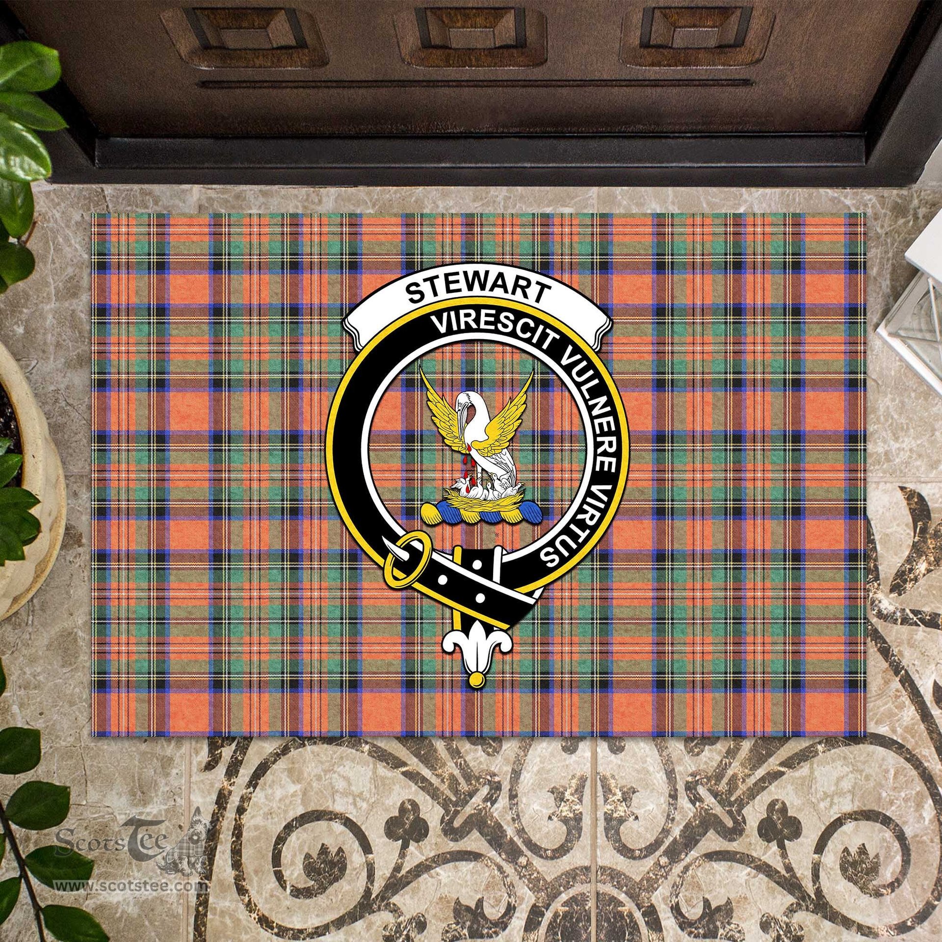 ScotsTee Shop Scottish Stewart Royal Ancient Clan Tartan Doormat Rubber Welcome Mat