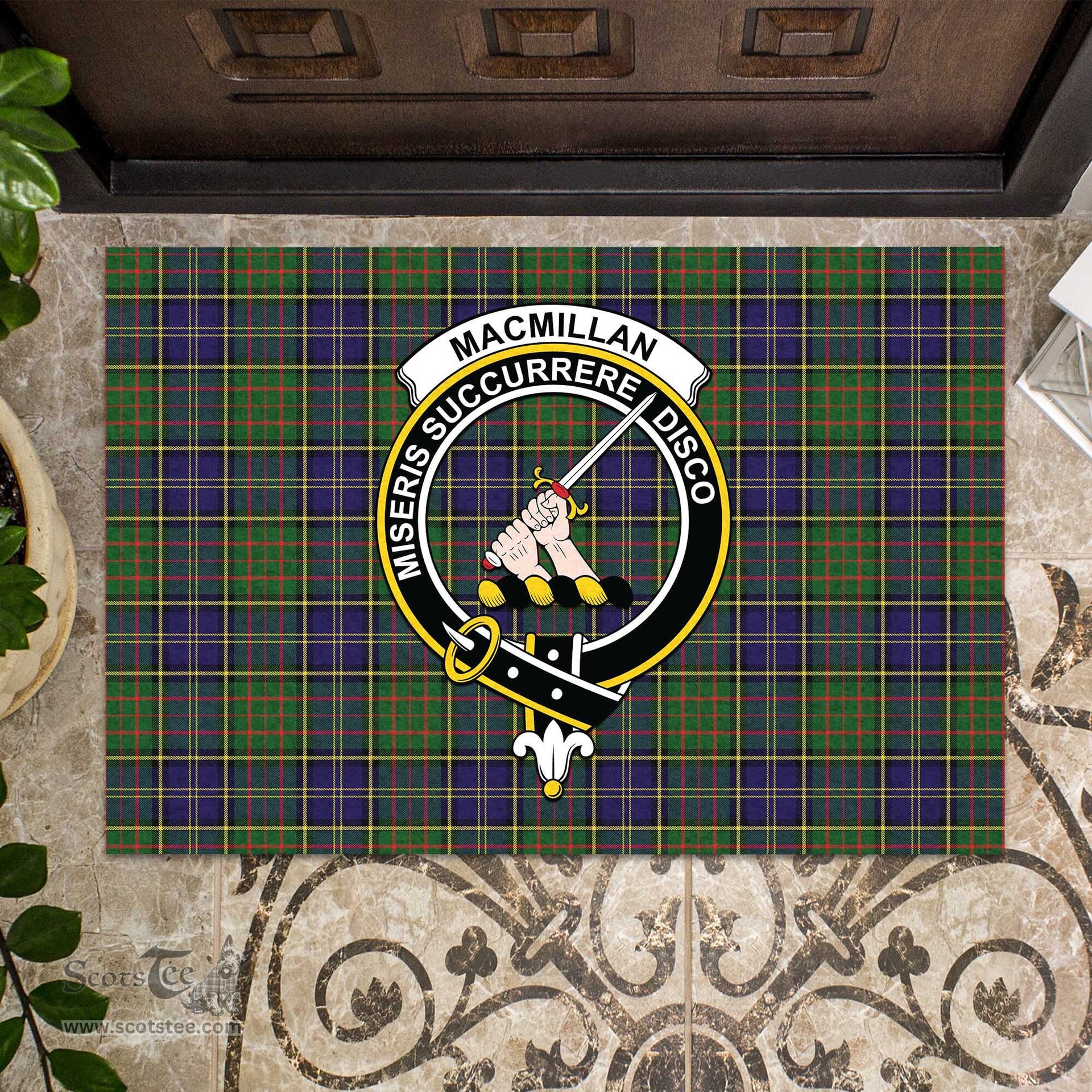 ScotsTee Shop Scottish MacMillan Hunting Modern Clan Tartan Doormat Rubber Welcome Mat
