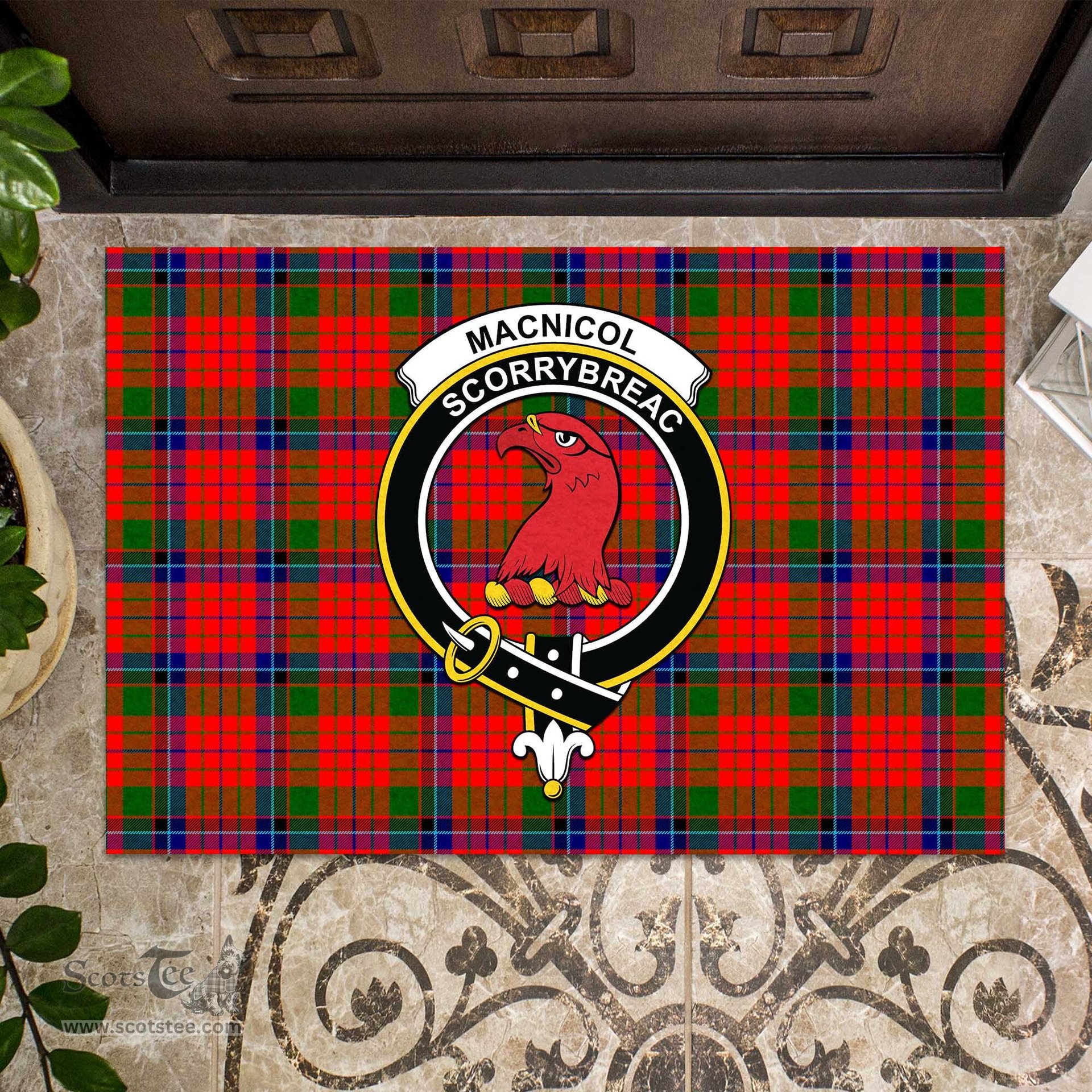 ScotsTee Shop Scottish MacNicol of Scorrybreac Clan Tartan Doormat Rubber Welcome Mat
