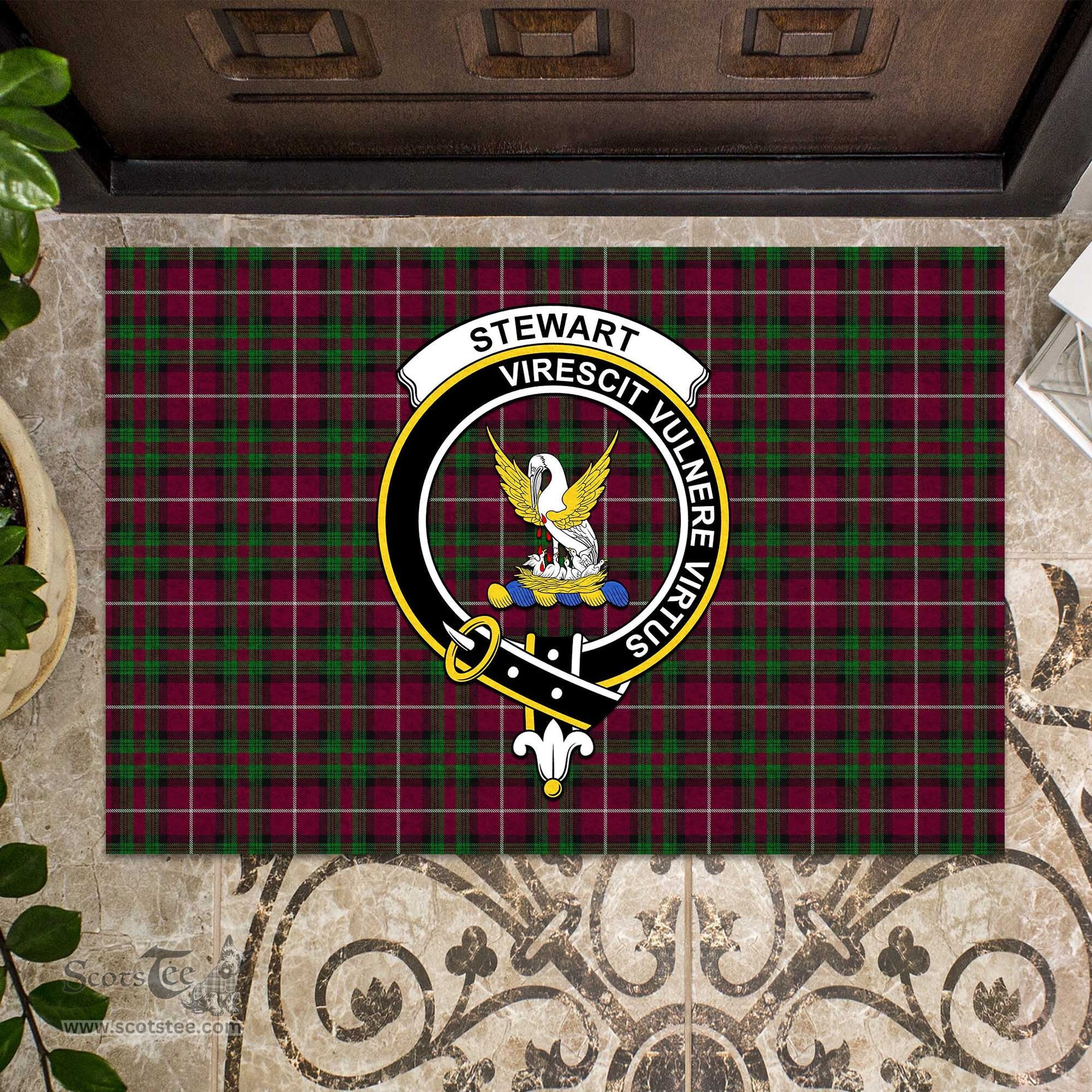 ScotsTee Shop Scottish Stewart of Bute Hunting Clan Tartan Doormat Rubber Welcome Mat