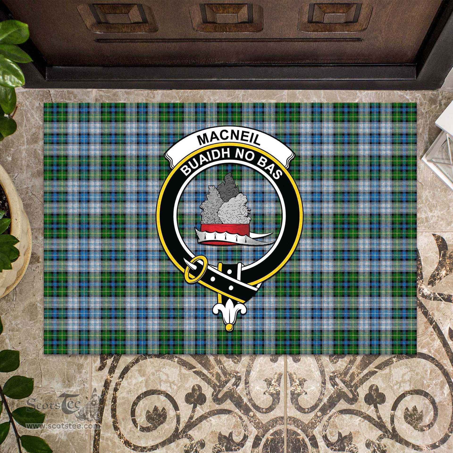 ScotsTee Shop Scottish MacNeil Dress Clan Tartan Doormat Rubber Welcome Mat
