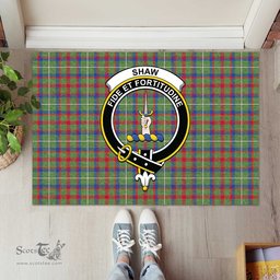 ScotsTee Shop Scottish Shaw Green Modern Clan Tartan Doormat Rubber Welcome Mat