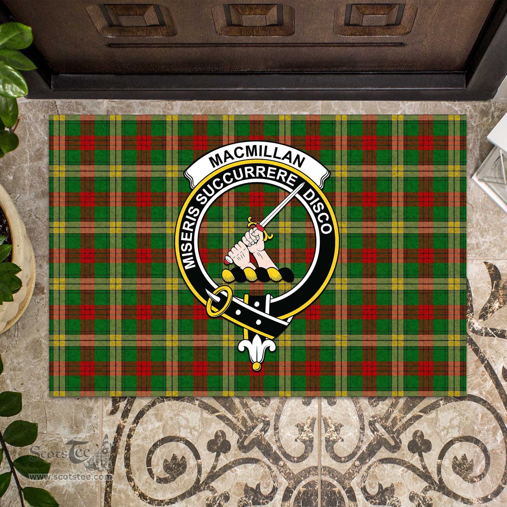 ScotsTee Shop Scottish MacMillan Society of Glasgow Clan Tartan Doormat Rubber Welcome Mat