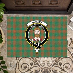 ScotsTee Shop Scottish Menzies Green Ancient Clan Tartan Doormat Rubber Welcome Mat