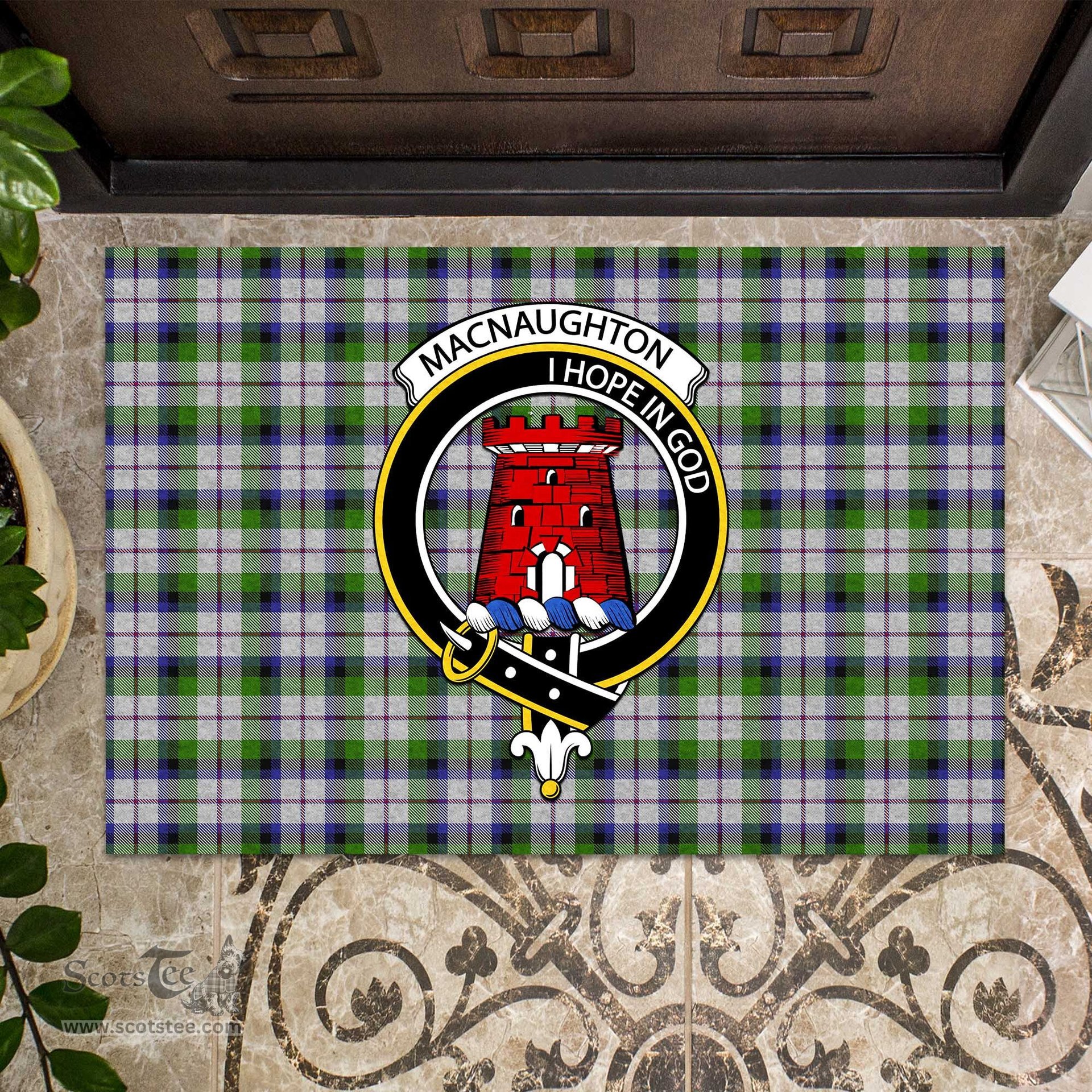 ScotsTee Shop Scottish MacNaughton Dress Clan Tartan Doormat Rubber Welcome Mat