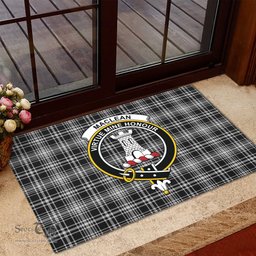 ScotsTee Shop Scottish MacLean Black and White Clan Tartan Doormat Rubber Welcome Mat