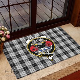 ScotsTee Shop Scottish MacLeod Black and White Clan Tartan Doormat Rubber Welcome Mat
