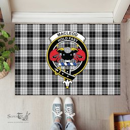 ScotsTee Shop Scottish MacLeod Black and White Clan Tartan Doormat Rubber Welcome Mat
