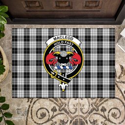 ScotsTee Shop Scottish MacLeod Black and White Clan Tartan Doormat Rubber Welcome Mat