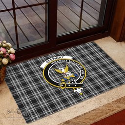 ScotsTee Shop Scottish Stewart Black and White Clan Tartan Doormat Rubber Welcome Mat