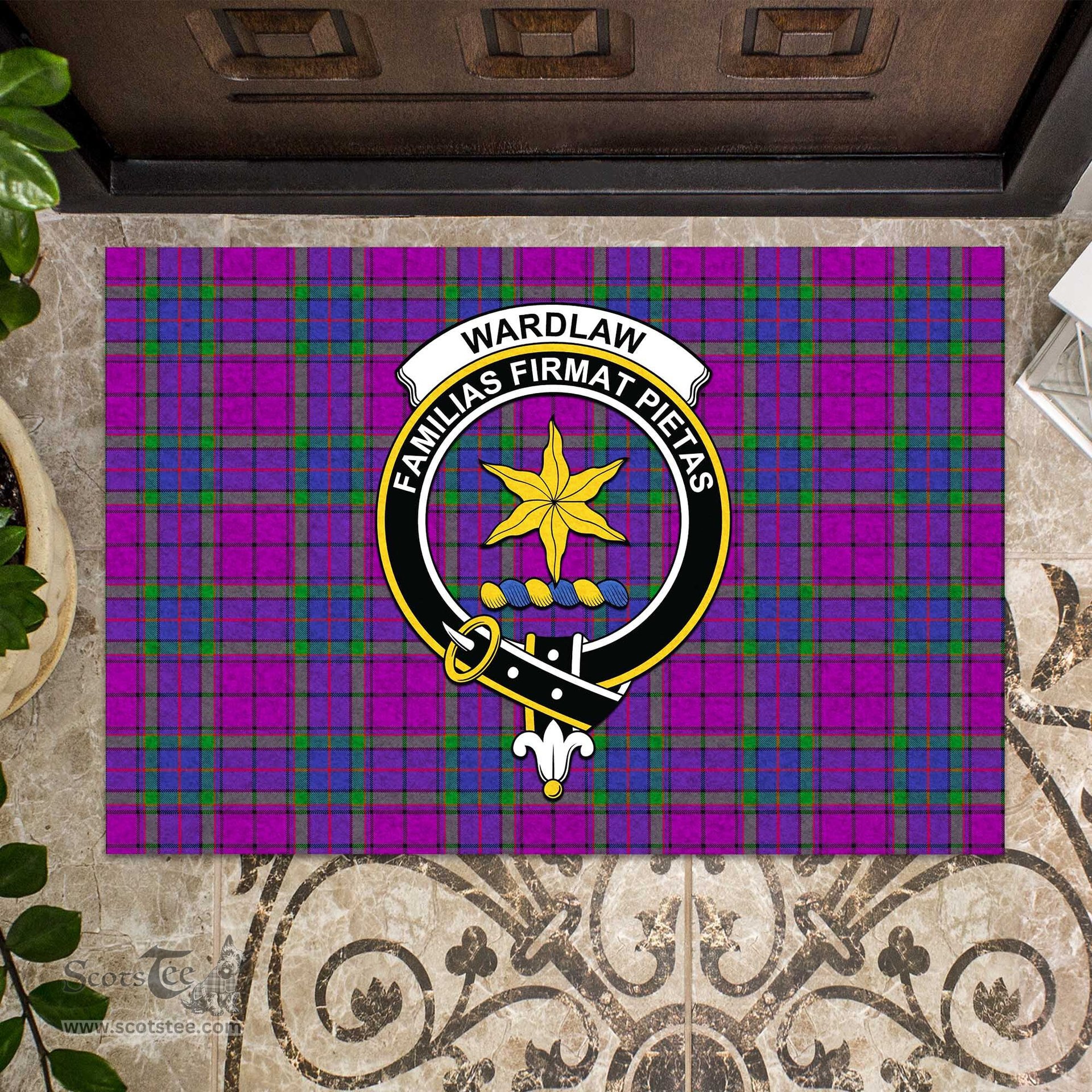 ScotsTee Shop Scottish Wardlaw Modern Clan Tartan Doormat Rubber Welcome Mat