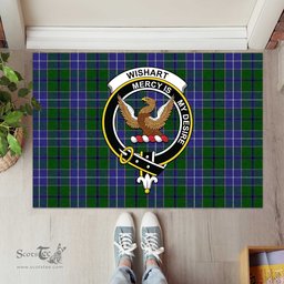 ScotsTee Shop Scottish Wishart Hunting Clan Tartan Doormat Rubber Welcome Mat