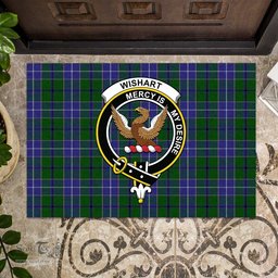 ScotsTee Shop Scottish Wishart Hunting Clan Tartan Doormat Rubber Welcome Mat