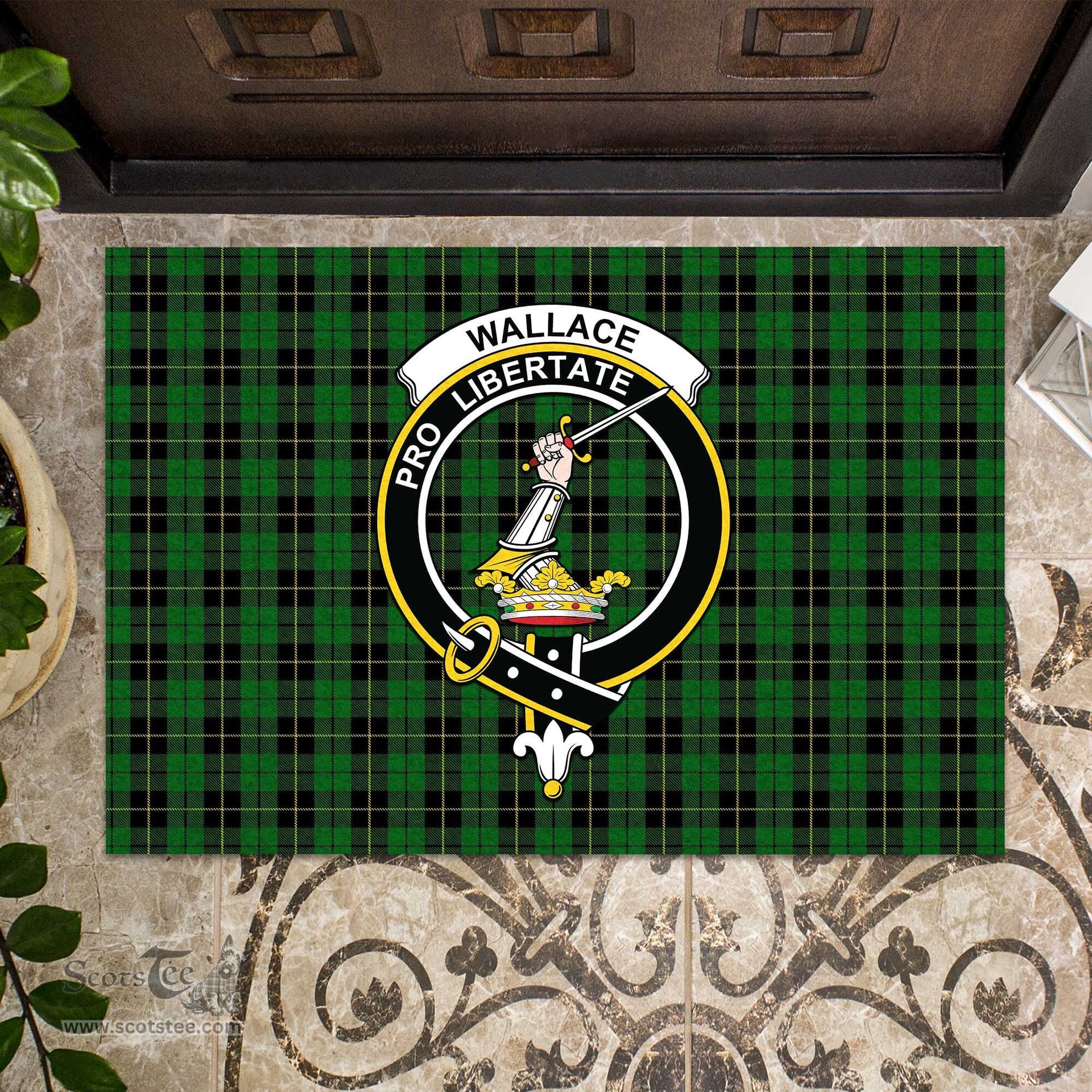ScotsTee Shop Scottish Wallace Hunting Clan Tartan Doormat Rubber Welcome Mat