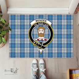 ScotsTee Shop Scottish Menzies Dress Blue and White Clan Tartan Doormat Rubber Welcome Mat