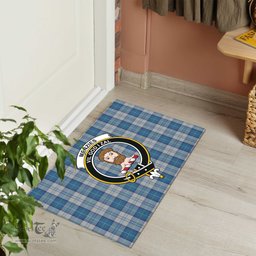 ScotsTee Shop Scottish Menzies Dress Blue and White Clan Tartan Doormat Rubber Welcome Mat